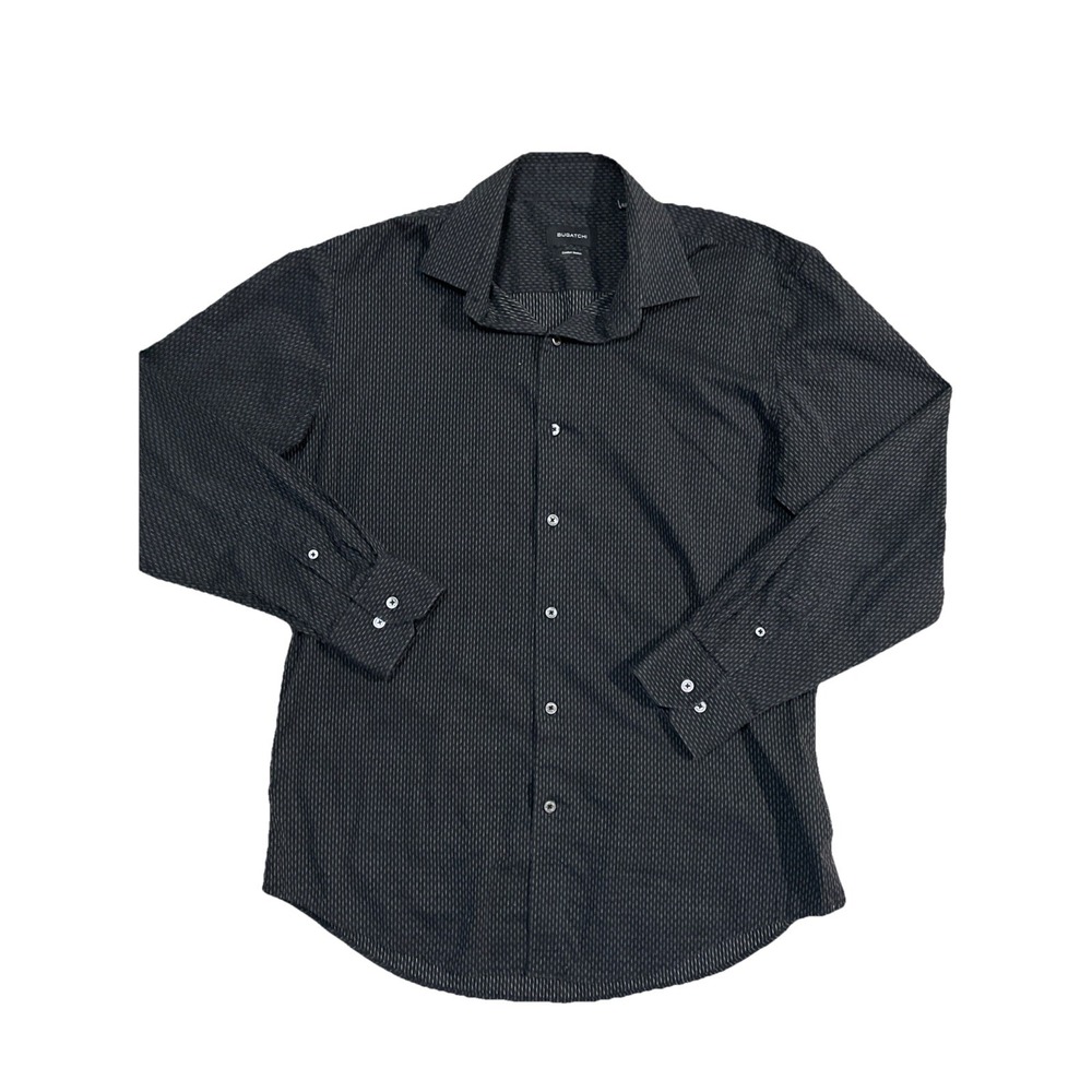 Bugatchi Comfort Stretch Button Up 16.5-34/35 Black Dress Shirt